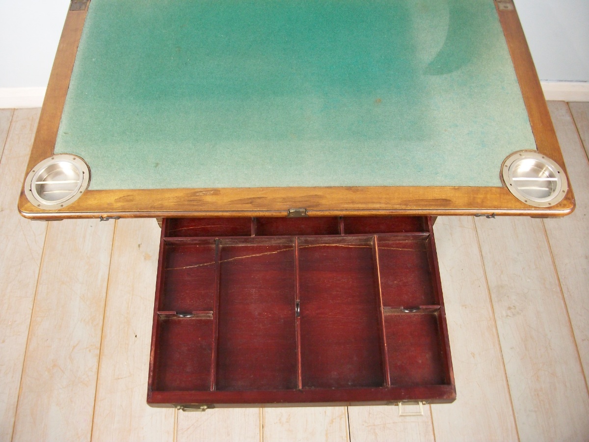 Mahogany Campaign Folding Card Games Table